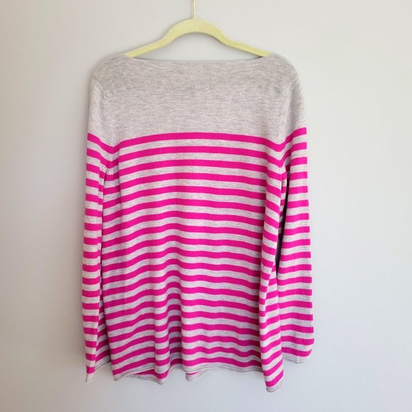 Gap Bella Pink/Gray Striped Boatneck Sweater, L - Picture 3 of 5